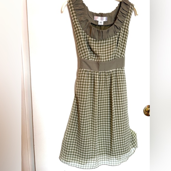 Mac & Jac Green Gingham Cottagecore Dress Ribbon Tie Waist Lined Sundress Sz Med - Picture 2 of 13
